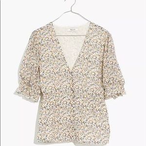 Madewell Silk Peplum Top in Fieldwalk Floral